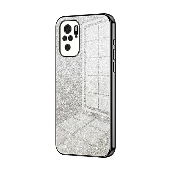 For Xiaomi Redmi Note 10/Note 10S Gradient Glitter Powder Electroplated Phone Case(Black)