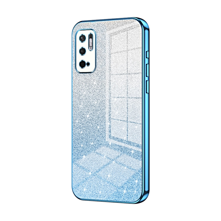 For Xiaomi Redmi Note 10 5G / Note 10T 5G Gradient Glitter Powder Electroplated Phone Case(Blue)
