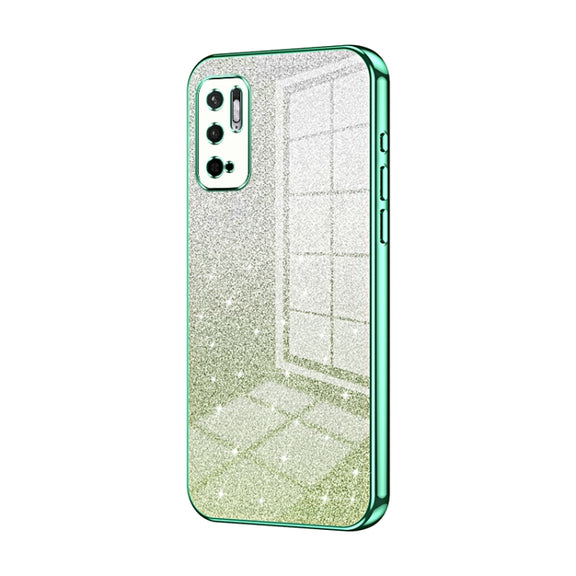 For Xiaomi Redmi Note 10 5G / Note 10T 5G Gradient Glitter Powder Electroplated Phone Case(Green)