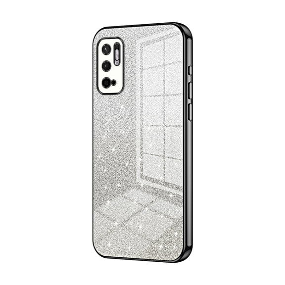 For Xiaomi Redmi Note 10 5G / Note 10T 5G Gradient Glitter Powder Electroplated Phone Case(Black)