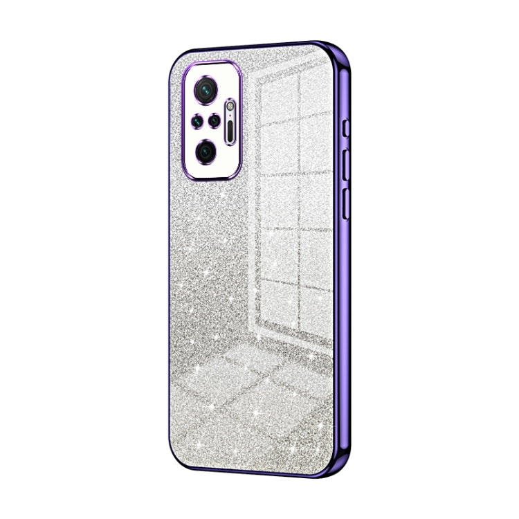 For Xiaomi Redmi Note 10 Pro/10 Pro Max Gradient Glitter Powder Electroplated Phone Case(Purple)