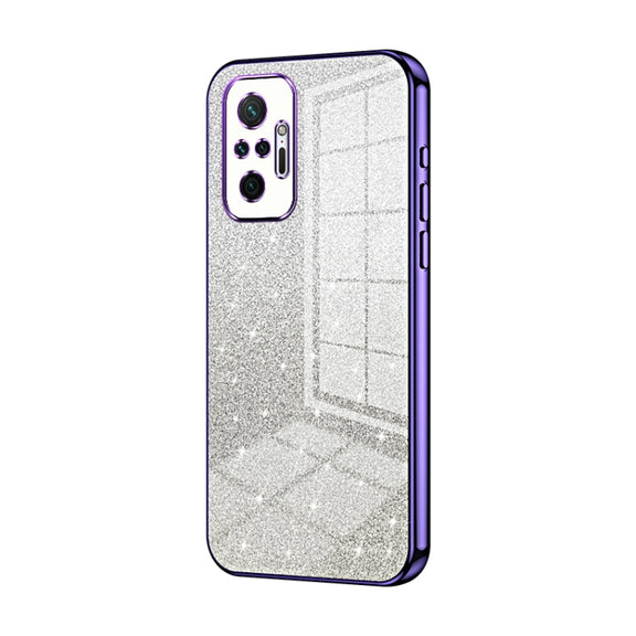 For Xiaomi Redmi Note 10 Pro/10 Pro Max Gradient Glitter Powder Electroplated Phone Case(Purple)