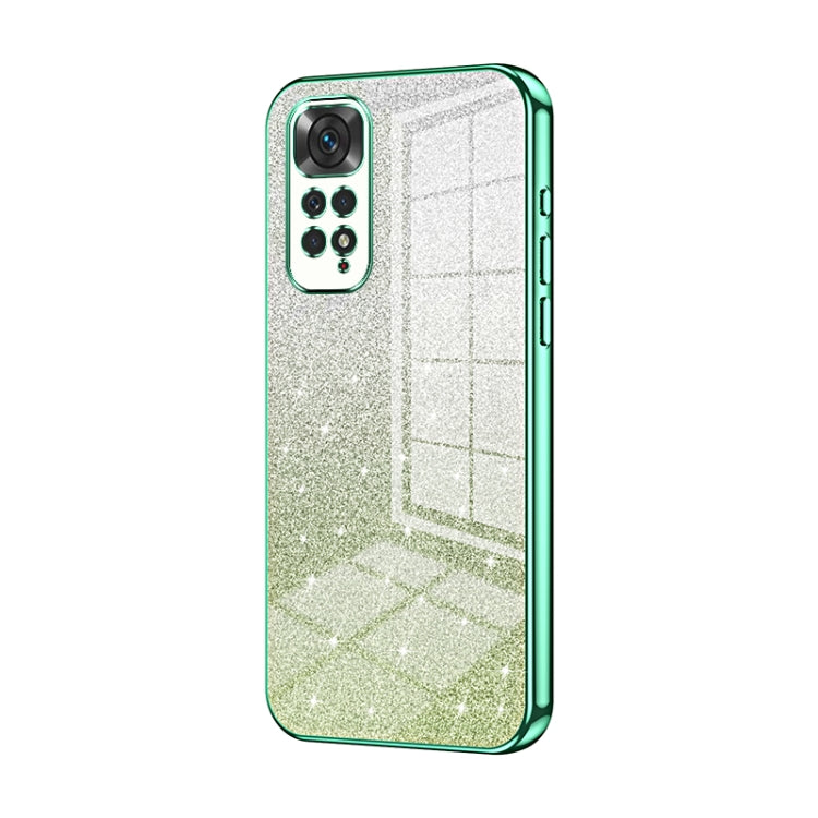 For Xiaomi Redmi Note 11 Global / Note 11S Gradient Glitter Powder Electroplated Phone Case(Green)