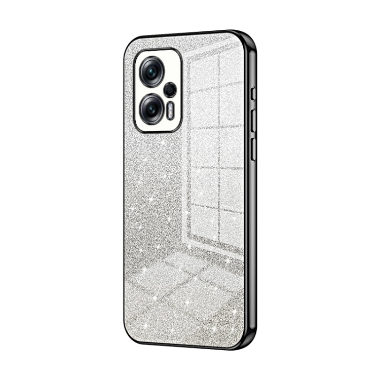 For Xiaomi Redmi Note 11T Pro/Poco X4 GT Gradient Glitter Powder Electroplated Phone Case(Black)