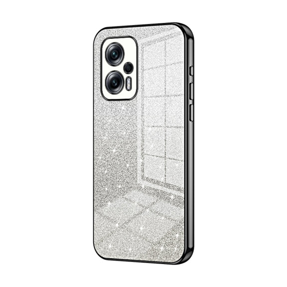 For Xiaomi Redmi Note 11T Pro/Poco X4 GT Gradient Glitter Powder Electroplated Phone Case(Black)