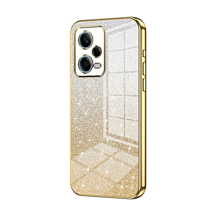For Xiaomi Redmi Note 12 Pro 5G Gradient Glitter Powder Electroplated Phone Case(Gold)