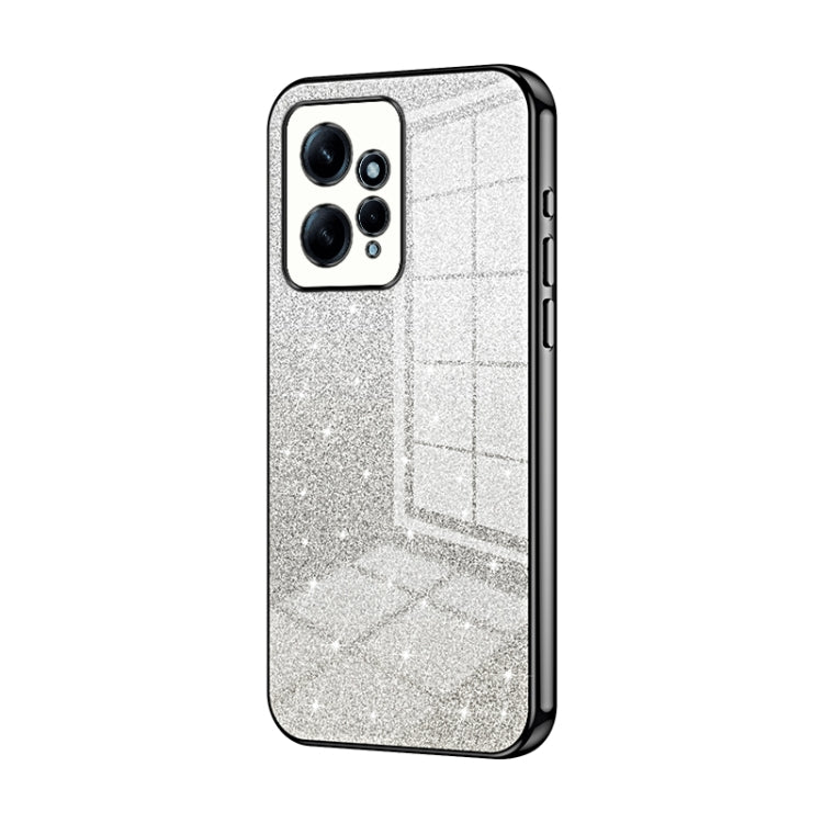 For Xiaomi Redmi Note 12 4G Gradient Glitter Powder Electroplated Phone Case(Black)