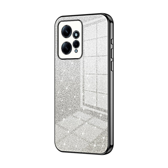 For Xiaomi Redmi Note 12 4G Gradient Glitter Powder Electroplated Phone Case(Black)