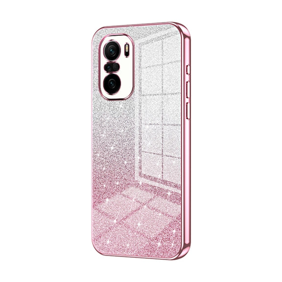 For Xiaomi Redmi K40 / K40 Pro / K40 Pro+ Gradient Glitter Powder Electroplated Phone Case(Pink)