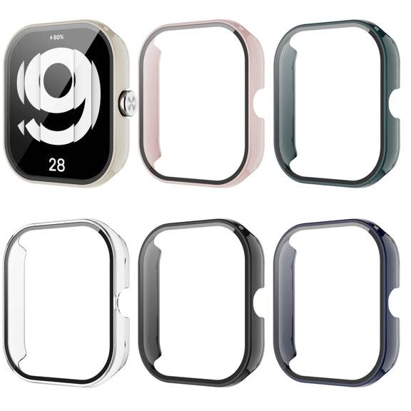 For Redmi Watch 4 PC + Tempered Glass Integrated Watch Protective Case(Black)