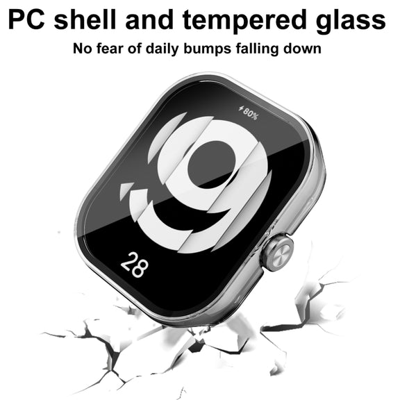 For Redmi Watch 4 PC + Tempered Glass Integrated Watch Protective Case(Black)