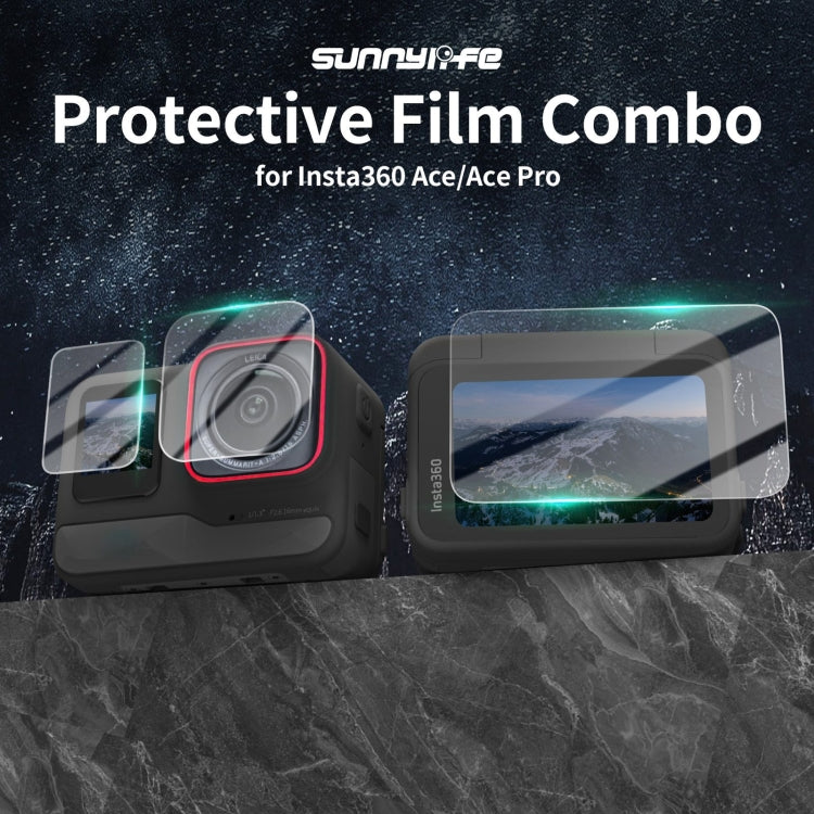 For Insta360 Ace Sunnylife 3 in 1 Rear & Front Screen Lens Explosion proof Film(2 Sets)