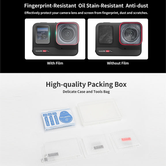 For Insta360 Ace Sunnylife 3 in 1 Rear & Front Screen Lens Explosion proof Film(2 Sets)