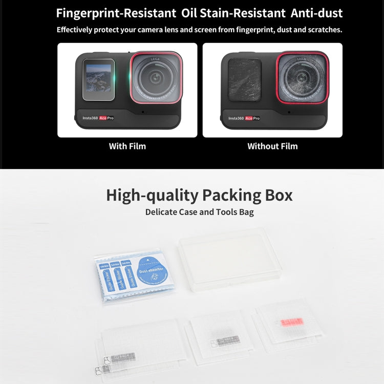 For Insta360 Ace Pro Sunnylife 3 in 1 Rear & Front Screen Lens Explosion proof Film(1 Set)