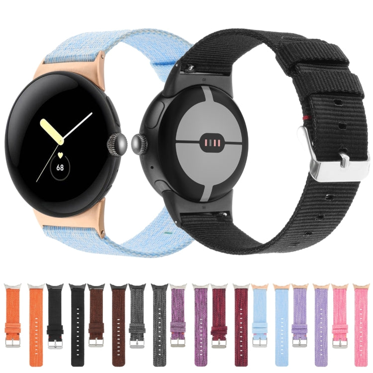 For Google Pixel Watch 2 / Pixel Watch Nylon Canvas Watch Band(Wine Red)
