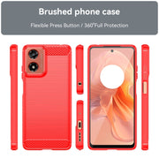 For Motorola Moto G24 Carbon Fiber Brushed Texture TPU Phone Case(Red)