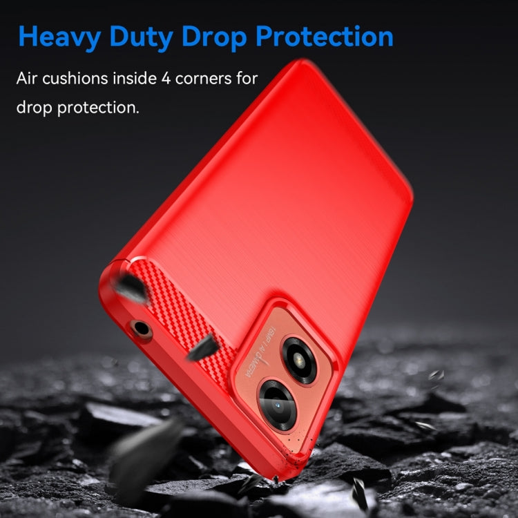 For Motorola Moto G24 Carbon Fiber Brushed Texture TPU Phone Case(Red)