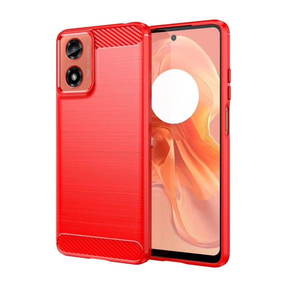 For Motorola Moto G24 Carbon Fiber Brushed Texture TPU Phone Case(Red)