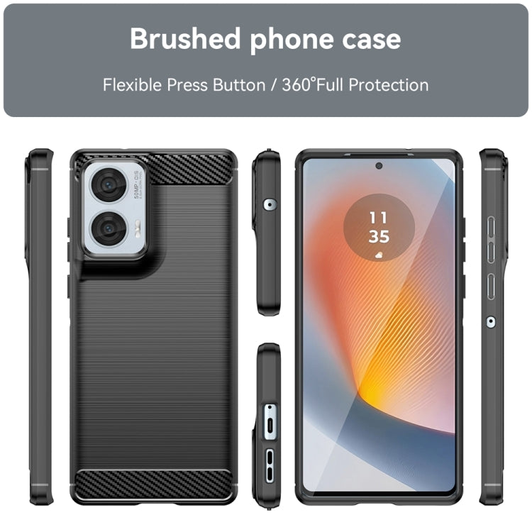For Motorola Moto Edge 50 Fusion Carbon Fiber Brushed Texture TPU Phone Case(Black)
