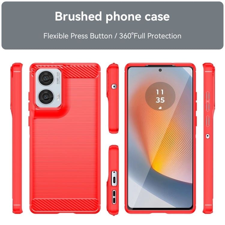 For Motorola Moto Edge 50 Fusion Carbon Fiber Brushed Texture TPU Phone Case(Red)
