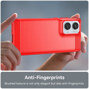 For Motorola Moto Edge 50 Fusion Carbon Fiber Brushed Texture TPU Phone Case(Red)