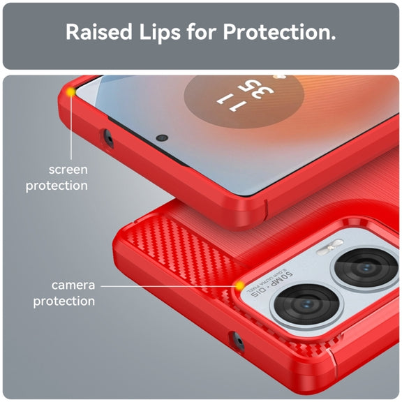 For Motorola Moto Edge 50 Fusion Carbon Fiber Brushed Texture TPU Phone Case(Red)