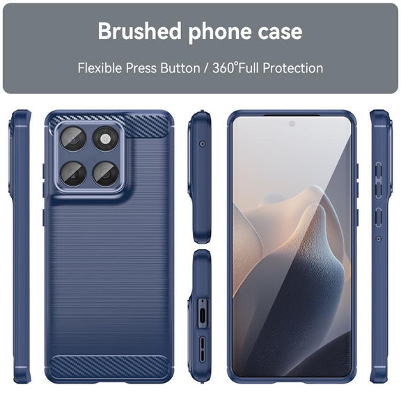For Motorola Edge 60 Fusion Carbon Fiber Brushed Texture TPU Phone Case(Blue)