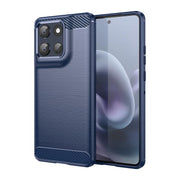 For Motorola Moto G86 5G Carbon Fiber Brushed Texture TPU Phone Case(Blue)