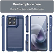 For Motorola Moto G86 5G Carbon Fiber Brushed Texture TPU Phone Case(Blue)