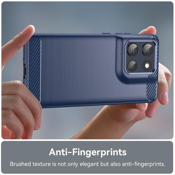 For Motorola Moto G86 5G Carbon Fiber Brushed Texture TPU Phone Case(Blue)