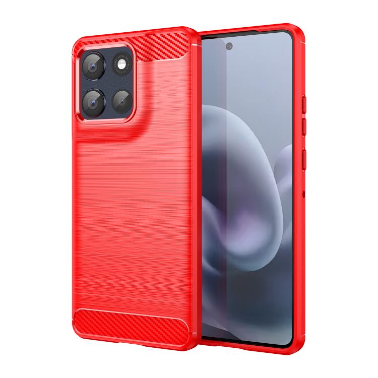 For Motorola Moto G86 5G Carbon Fiber Brushed Texture TPU Phone Case(Red)