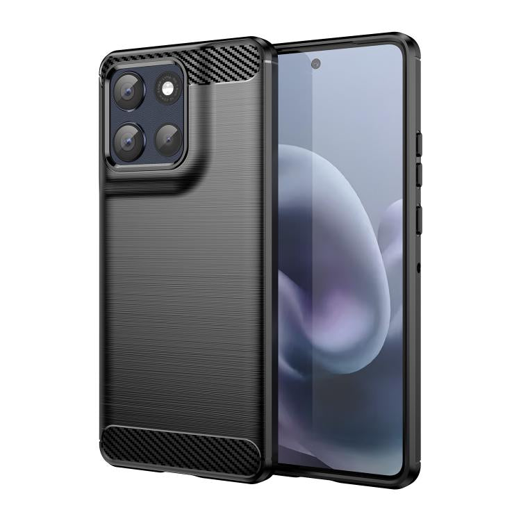 For Motorola Moto G100 Pro 5G Carbon Fiber Brushed Texture TPU Phone Case(Black)