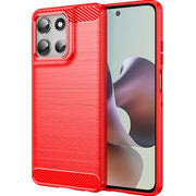 For Motorola Moto G56 5G Carbon Fiber Brushed Texture TPU Phone Case(Red)