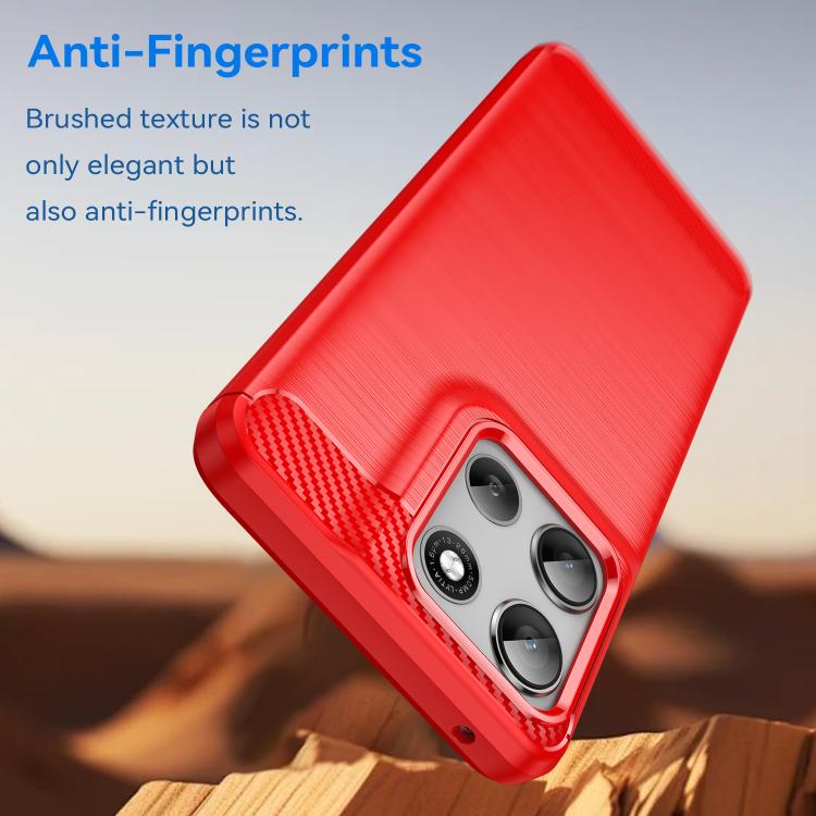 For Motorola Moto G66y 5G Carbon Fiber Brushed Texture TPU Phone Case(Red)