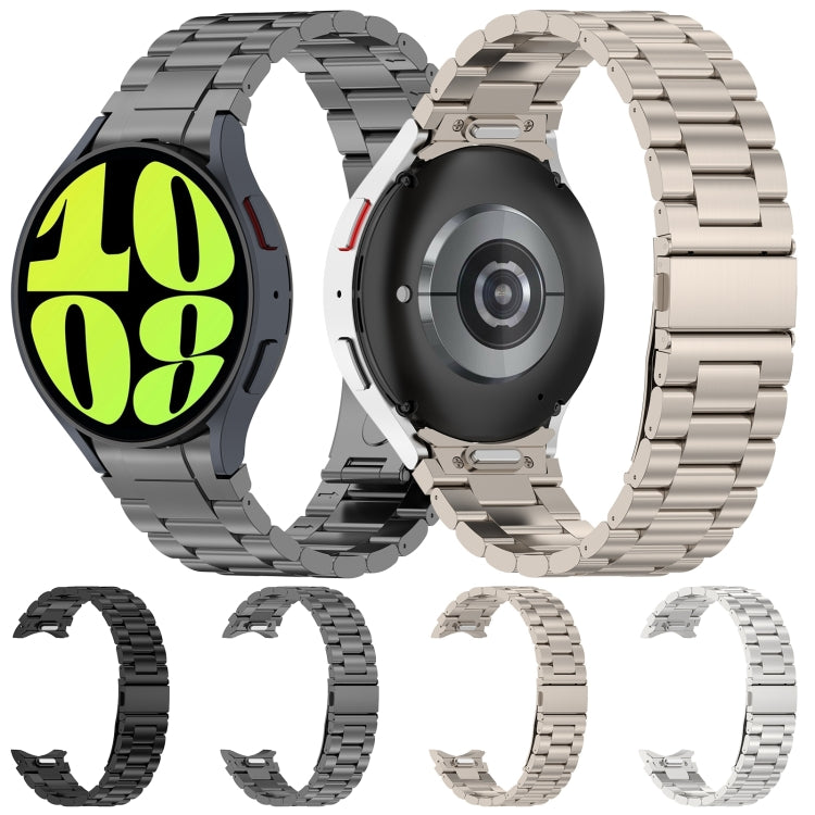 For Samsung Galaxy Watch6/6 Classic/5/5 Pro Button Style Three-bead Metal Watch Band(Titanium Color)