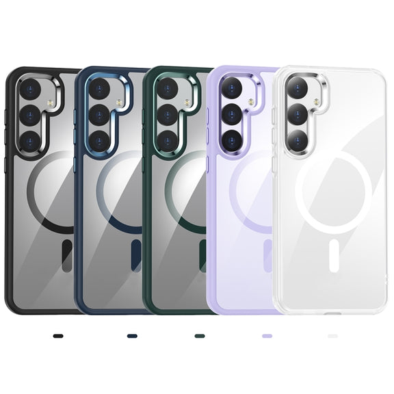 For Samsung Galaxy S25+ 5G MagSafe Anti-fingerprint Highly Transparent PC Phone Case(Blue)
