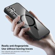 For Samsung Galaxy S25+ 5G MagSafe Anti-fingerprint Highly Transparent PC Phone Case(Blue)