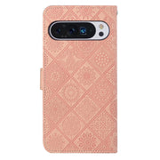 For Google Pixel 9 Pro XL Ethnic Style Embossed Pattern Leather Phone Case(Pink)