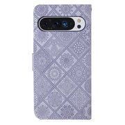 For Google Pixel 9 Pro XL Ethnic Style Embossed Pattern Leather Phone Case(Purple)
