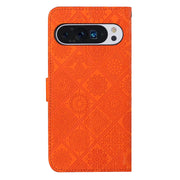 For Google Pixel 9 / 9 Pro Ethnic Style Embossed Pattern Leather Phone Case(Orange)