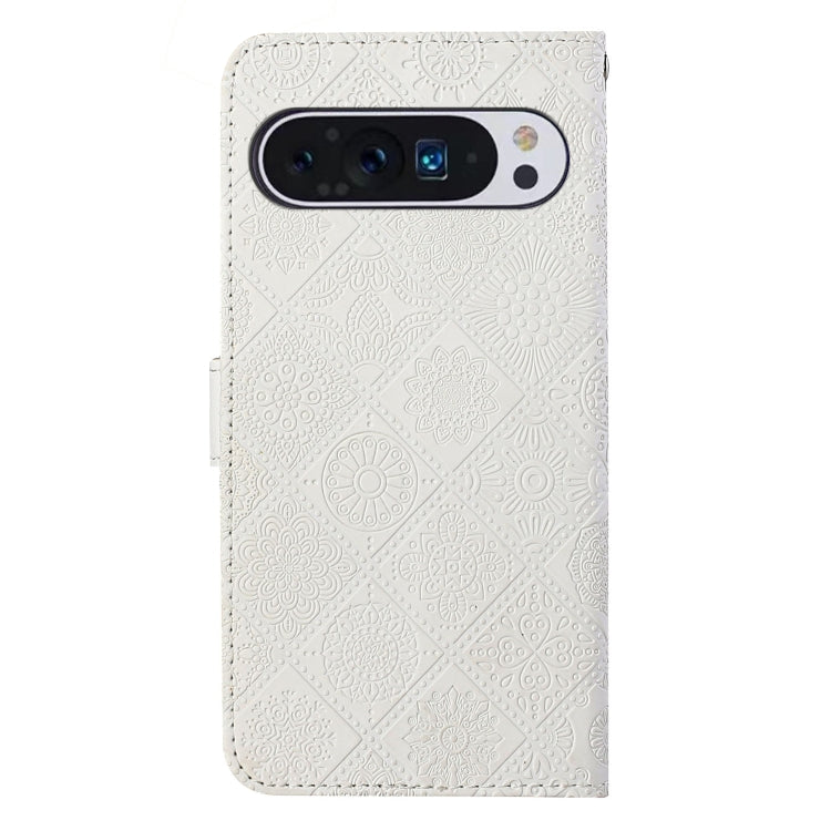 For Google Pixel 9 / 9 Pro Ethnic Style Embossed Pattern Leather Phone Case(White)