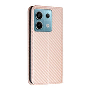 For Xiaomi Redmi Note 13 Pro 5G Carbon Fiber Texture Flip Holder Leather Phone Case(Rose Gold)