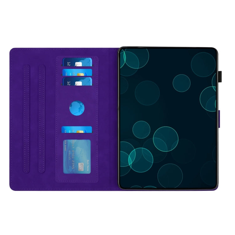 For iPad Pro 11 2024 Diamond Texture Embossed Leather Smart Tablet Case(Purple)