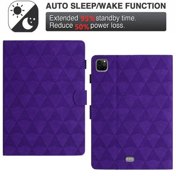 For iPad Pro 11 2024 Diamond Texture Embossed Leather Smart Tablet Case(Purple)