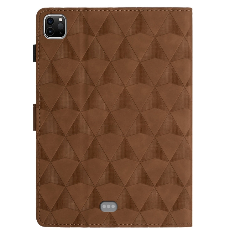 For iPad Pro 11 2024 Diamond Texture Embossed Leather Smart Tablet Case(Brown)