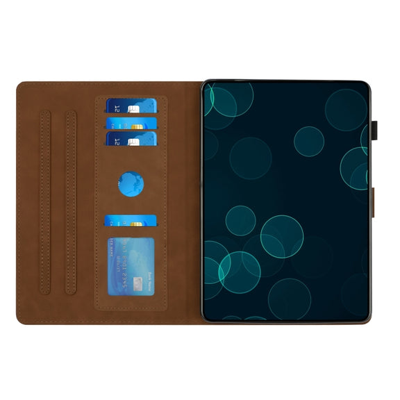 For iPad Pro 11 2024 Diamond Texture Embossed Leather Smart Tablet Case(Brown)