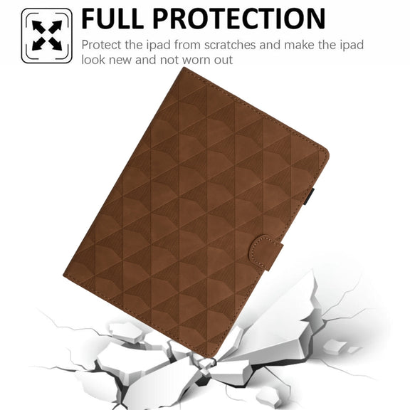 For iPad Pro 11 2024 Diamond Texture Embossed Leather Smart Tablet Case(Brown)