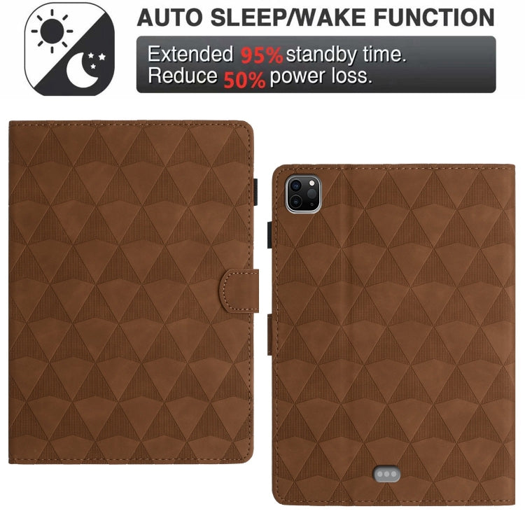 For iPad Pro 11 2024 Diamond Texture Embossed Leather Smart Tablet Case(Brown)