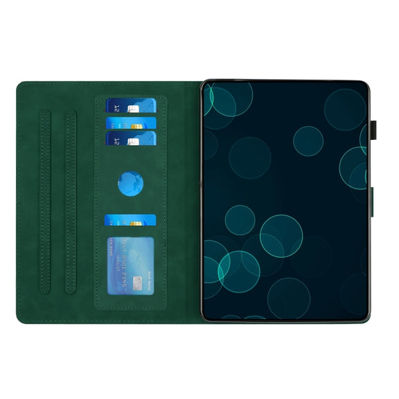 For iPad Pro 11 2024 Diamond Texture Embossed Leather Smart Tablet Case(Green)