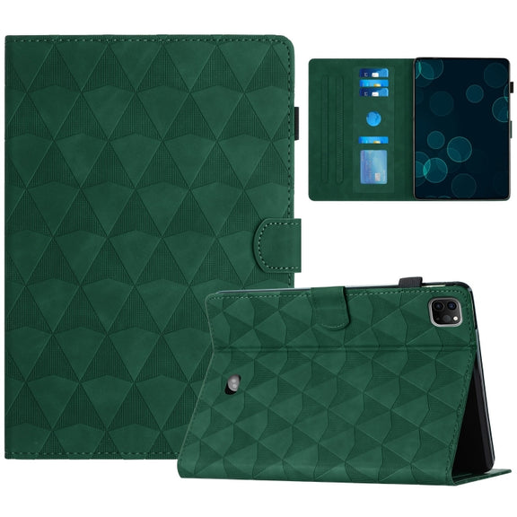 For iPad Pro 11 2024 Diamond Texture Embossed Leather Smart Tablet Case(Green)